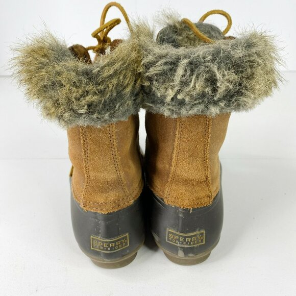 Sperry Topsider Duck Boots Womens Size 8 Brown Faux Fur Ankle Booties - Picture 5 of 7